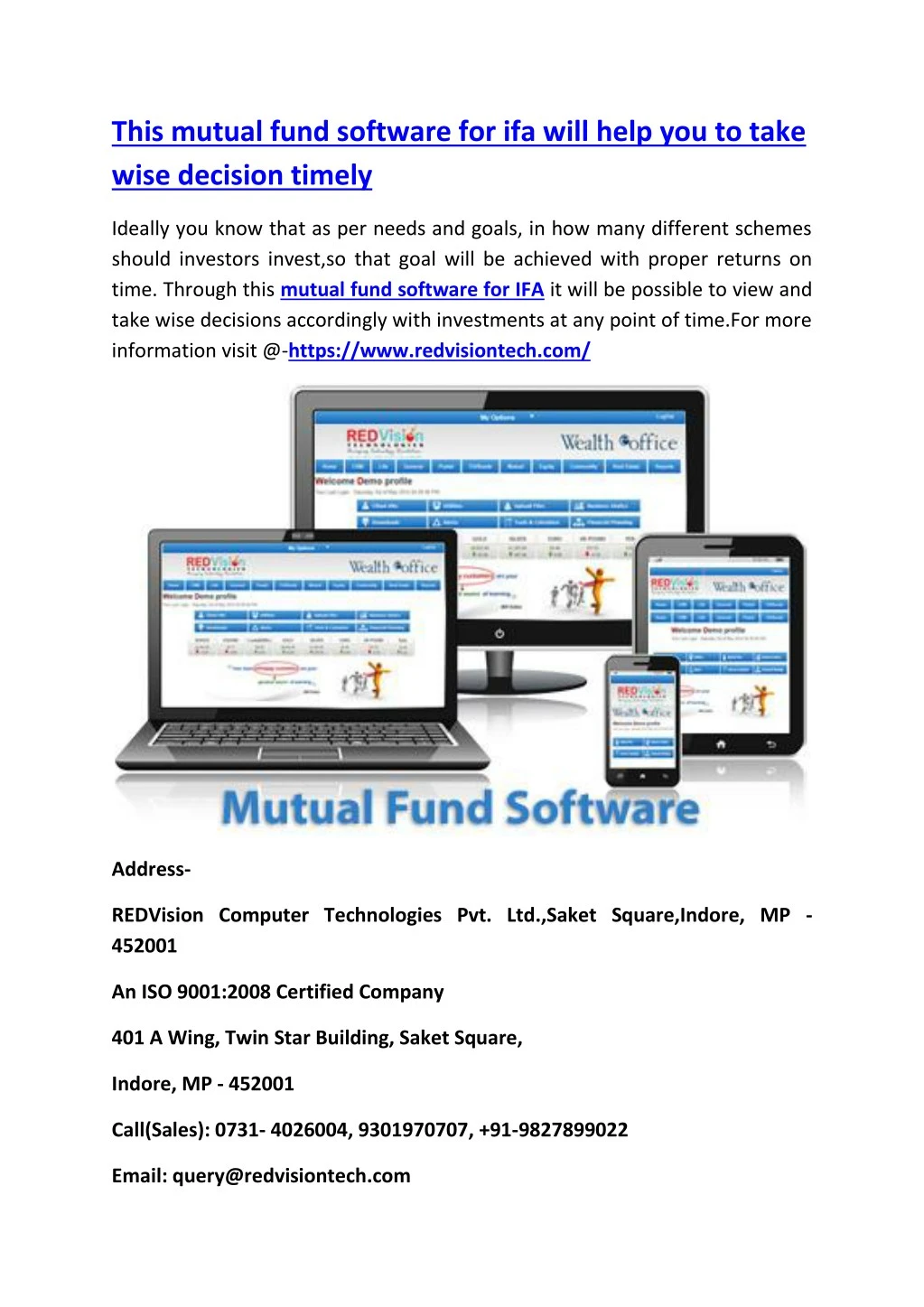 this mutual fund software for ifa will help