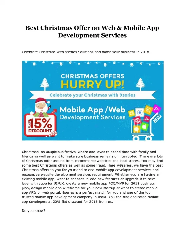 Xmas & New Year Special Offer On Web Services