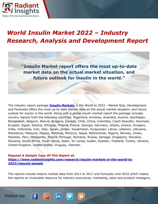 World Insulin Market 2022 Industry Research, Analysis and Development Report
