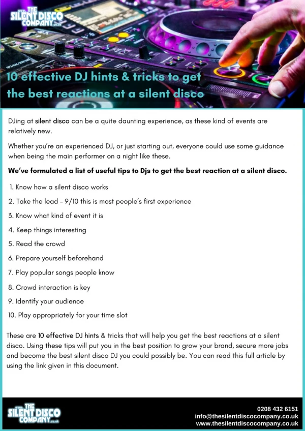 10 effective DJ hints & tricks to get the best reactions at a silent disco