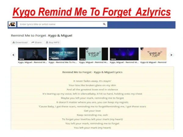 Kygo Remind Me To Forget Azlyrics