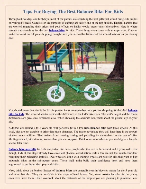 Tips For Buying The Best Balance Bike For Kids