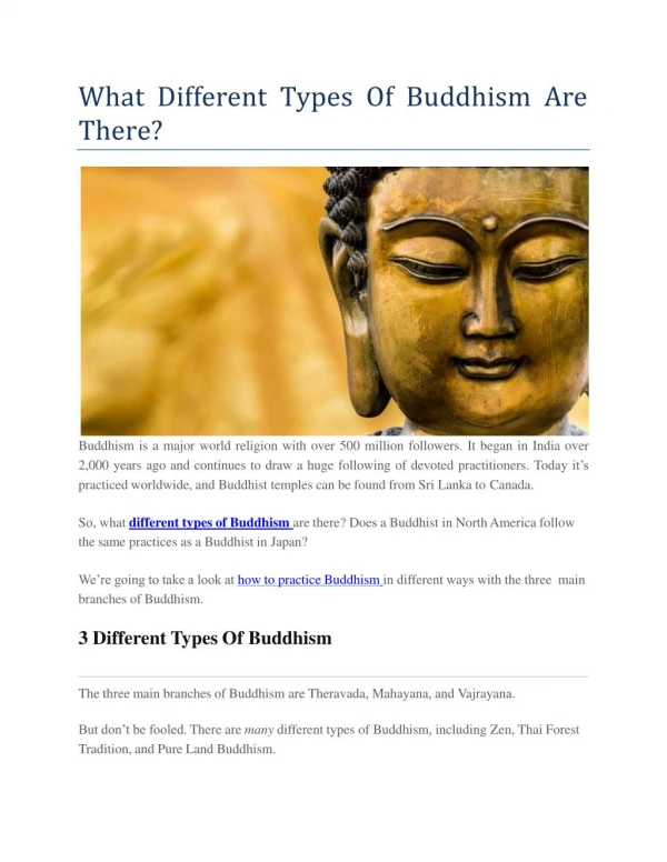What Different Types Of Buddhism Are There?