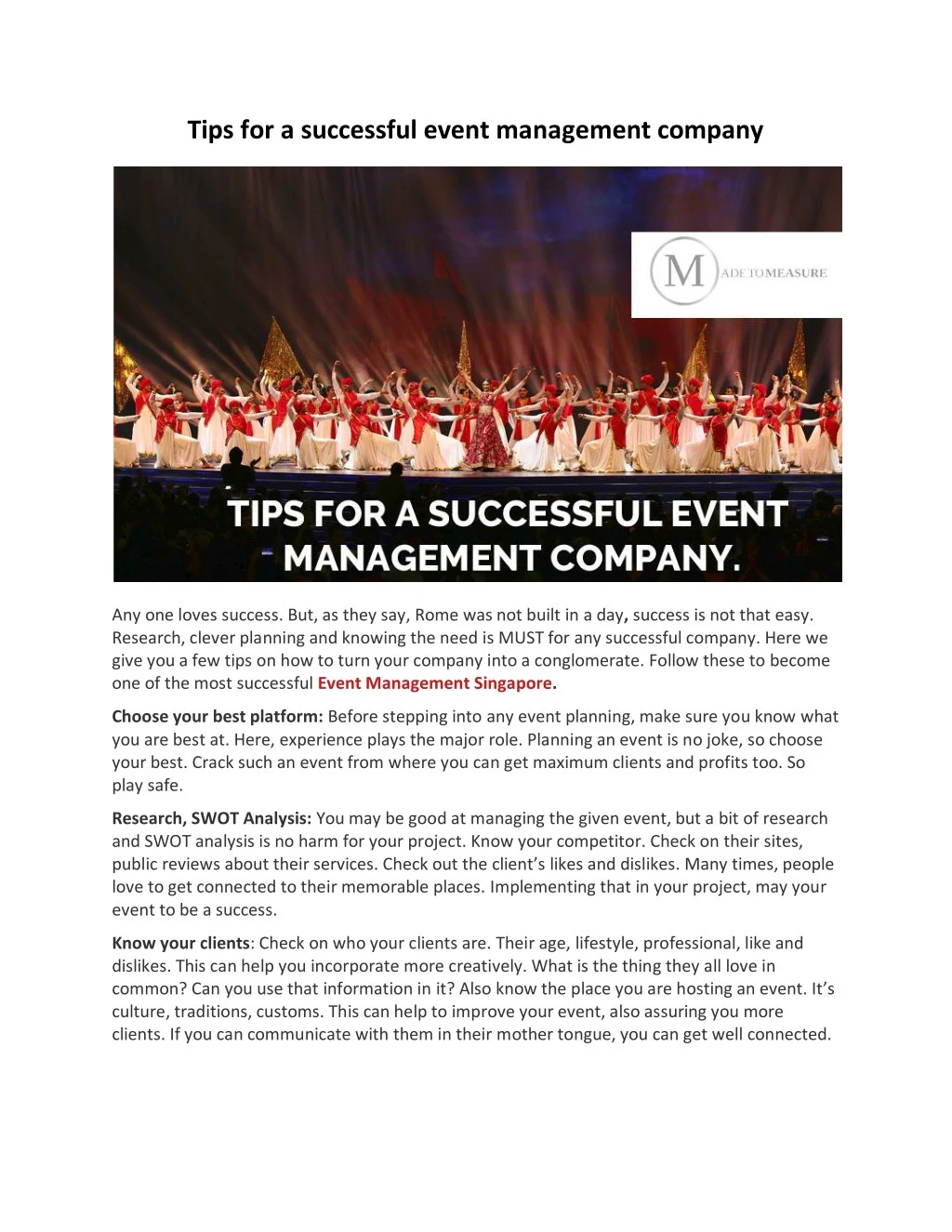 tips for a successful event management company