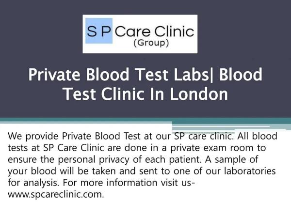 Private Blood Test Labs| Blood Test Clinic in London