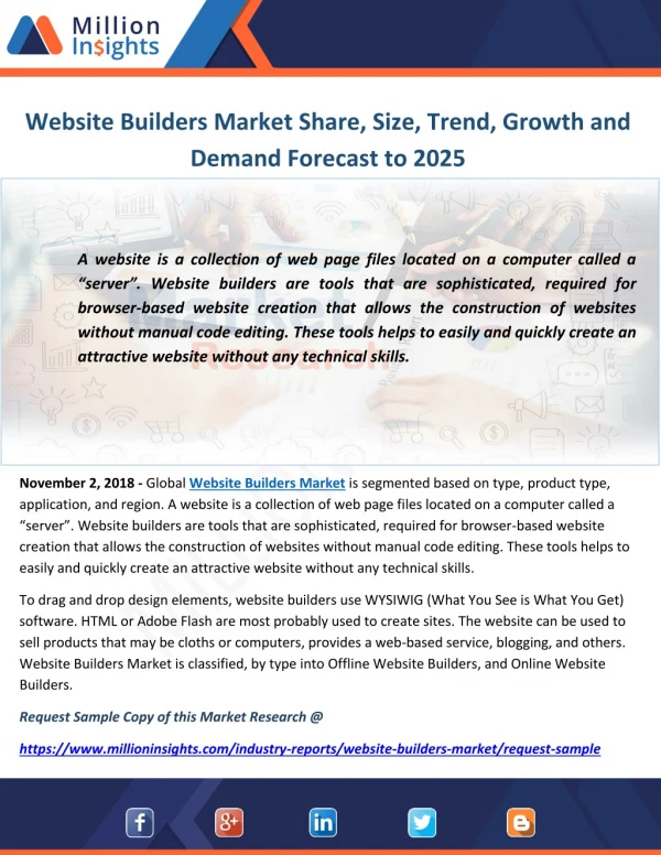 Website Builders Market Share, Size, Trend, Growth and Demand Forecast to 2025