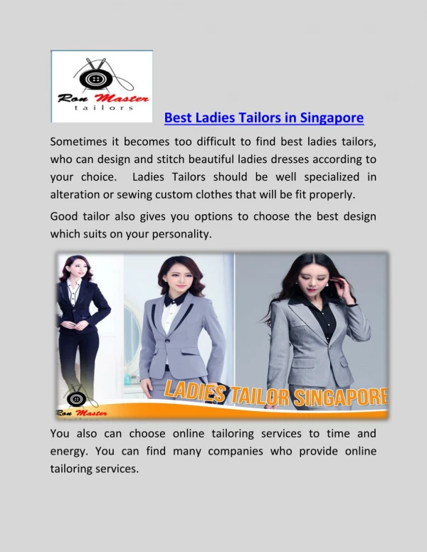 Hire Best Ladies Tailors in Singapore