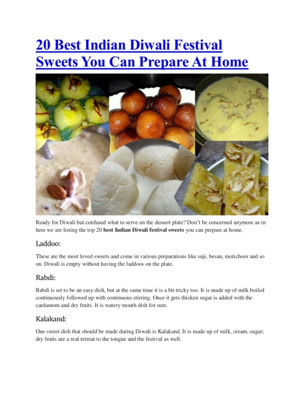 20 Best Indian Diwali Festival Sweets You Can Prepare At Home