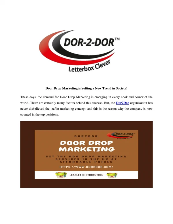 Advertise with Door Drop Marketing