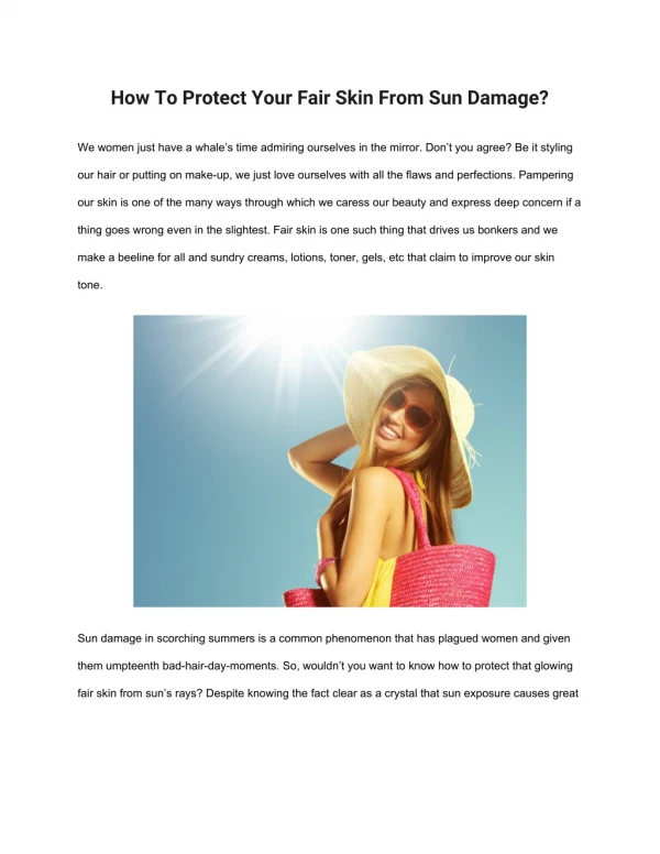 How To Protect Your Fair Skin From Sun Damage?