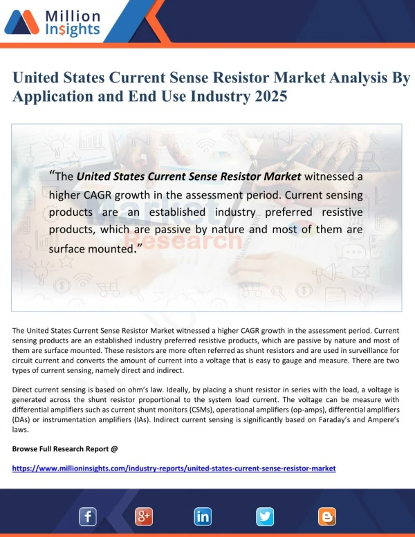 United States Current Sense Resistor Market Analysis By Application and End Use Industry 2025