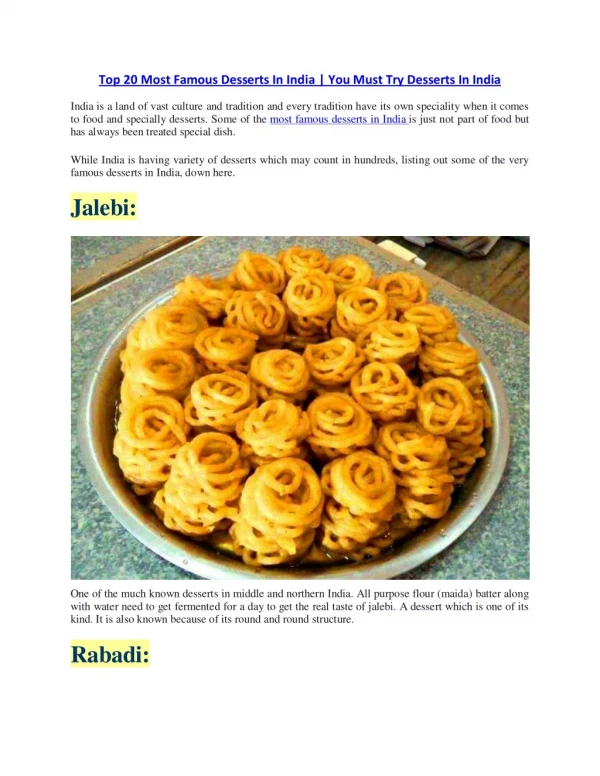 Top 20 Most Famous Desserts In India | You Must Try Desserts In India
