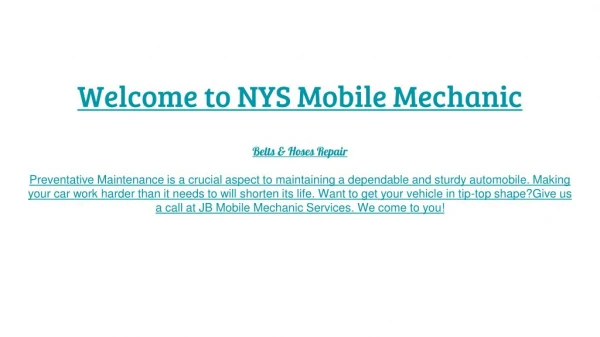Mobile Mechanic, Auto Repair and Auto Mechanic, Mobile Car Repairs at NY