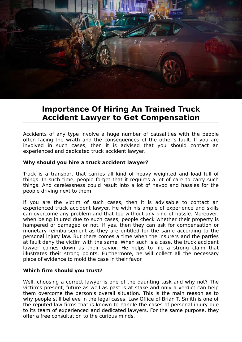 importance of hiring an trained truck accident