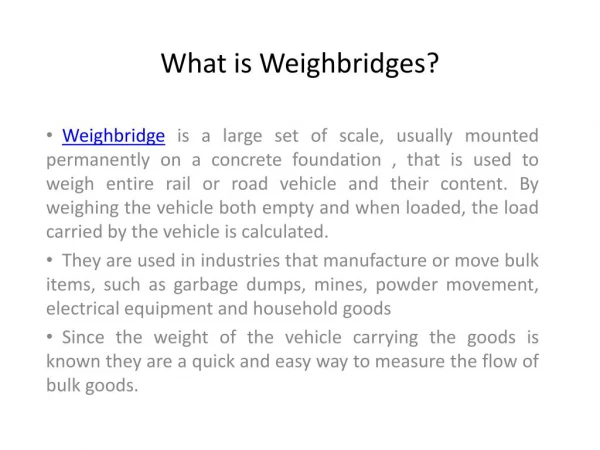 Weighbridge Suppliers