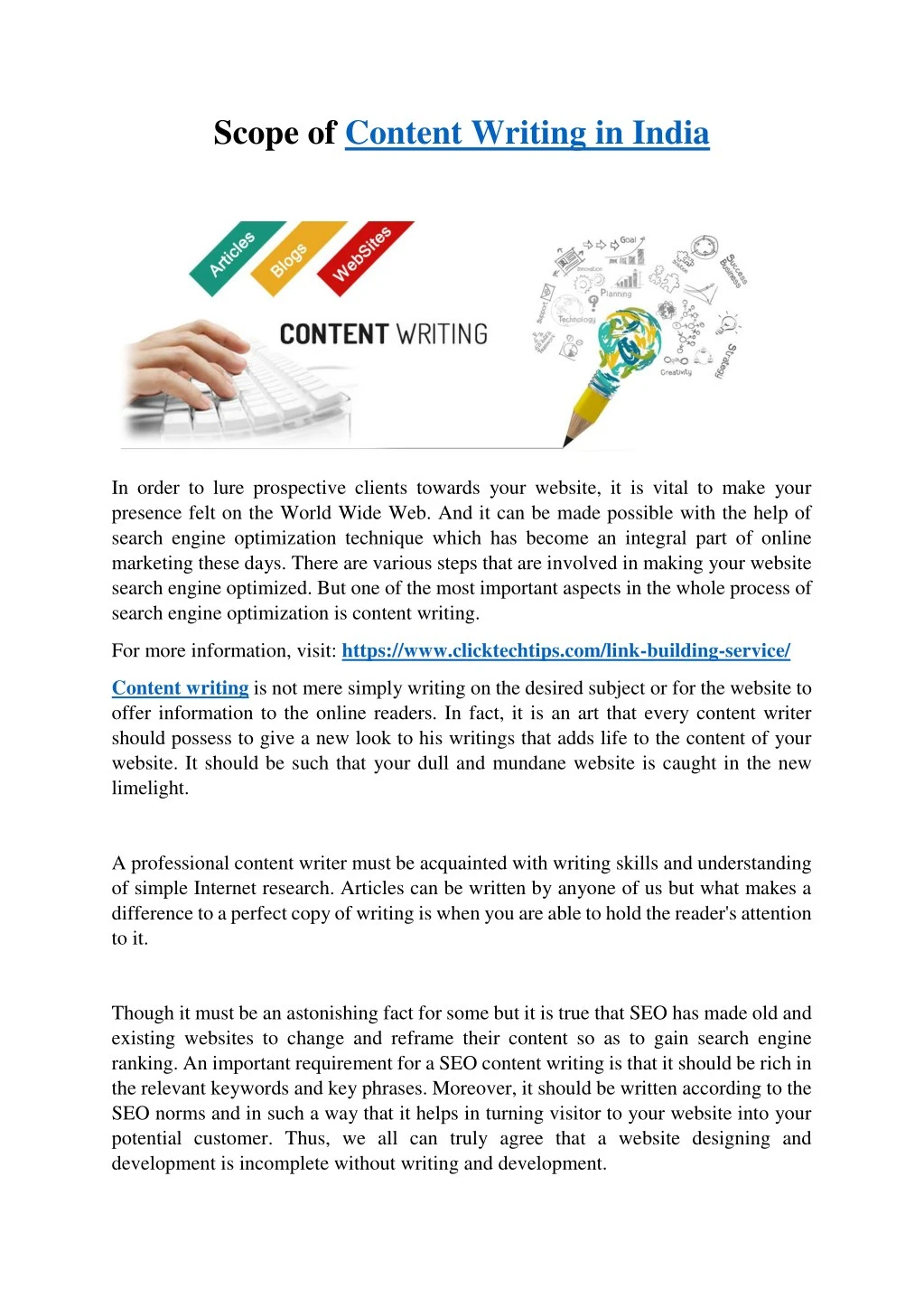 scope of content writing in india