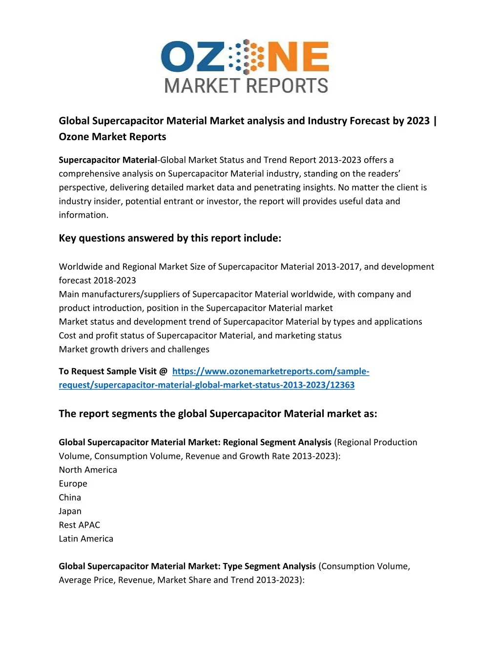 global supercapacitor material market analysis