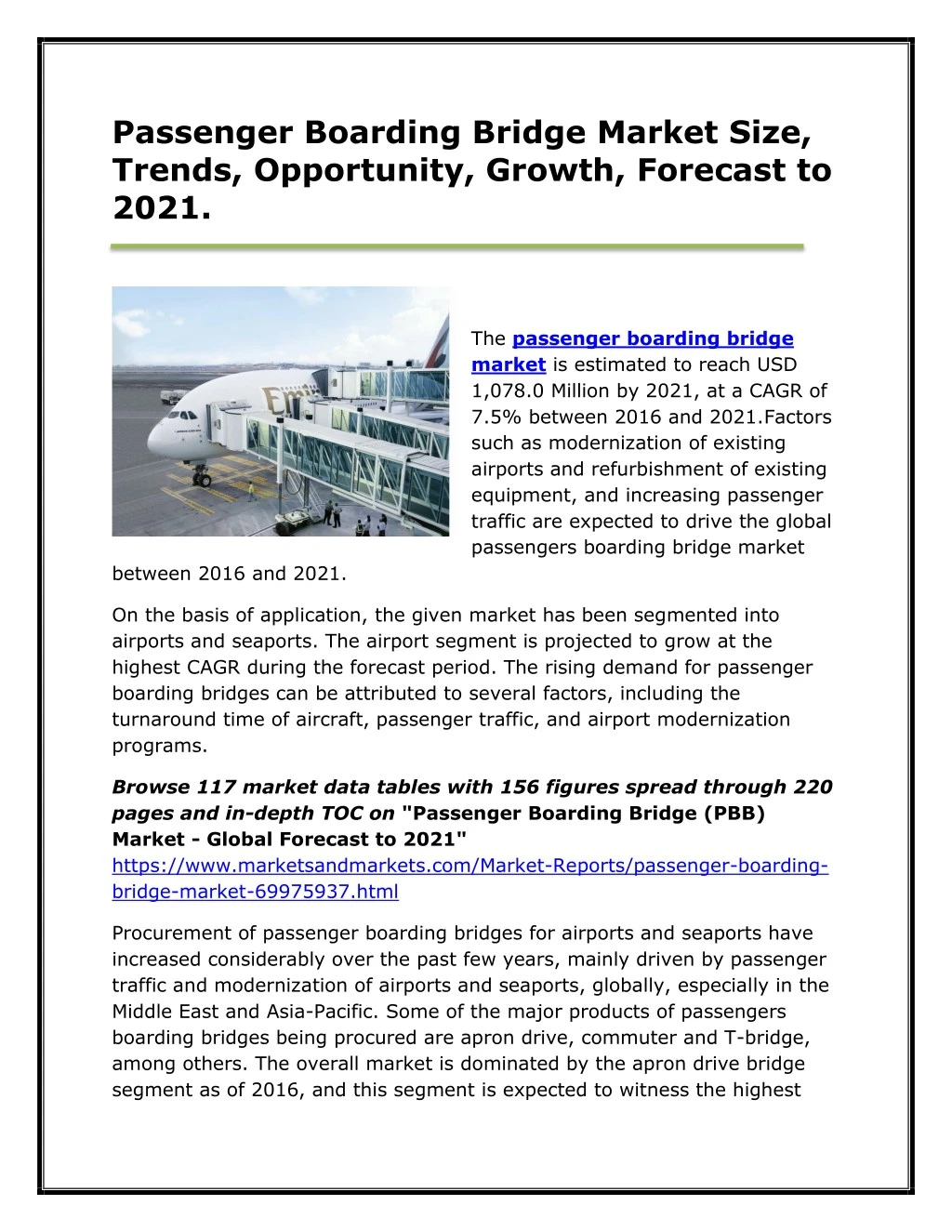 passenger boarding bridge market size trends