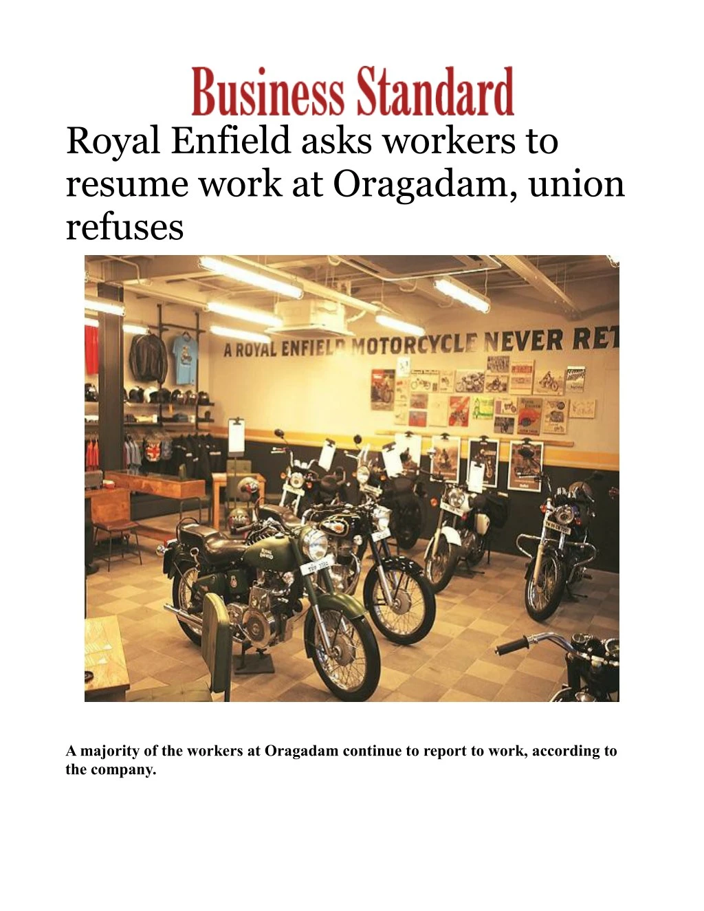 royal enfield asks workers to resume work