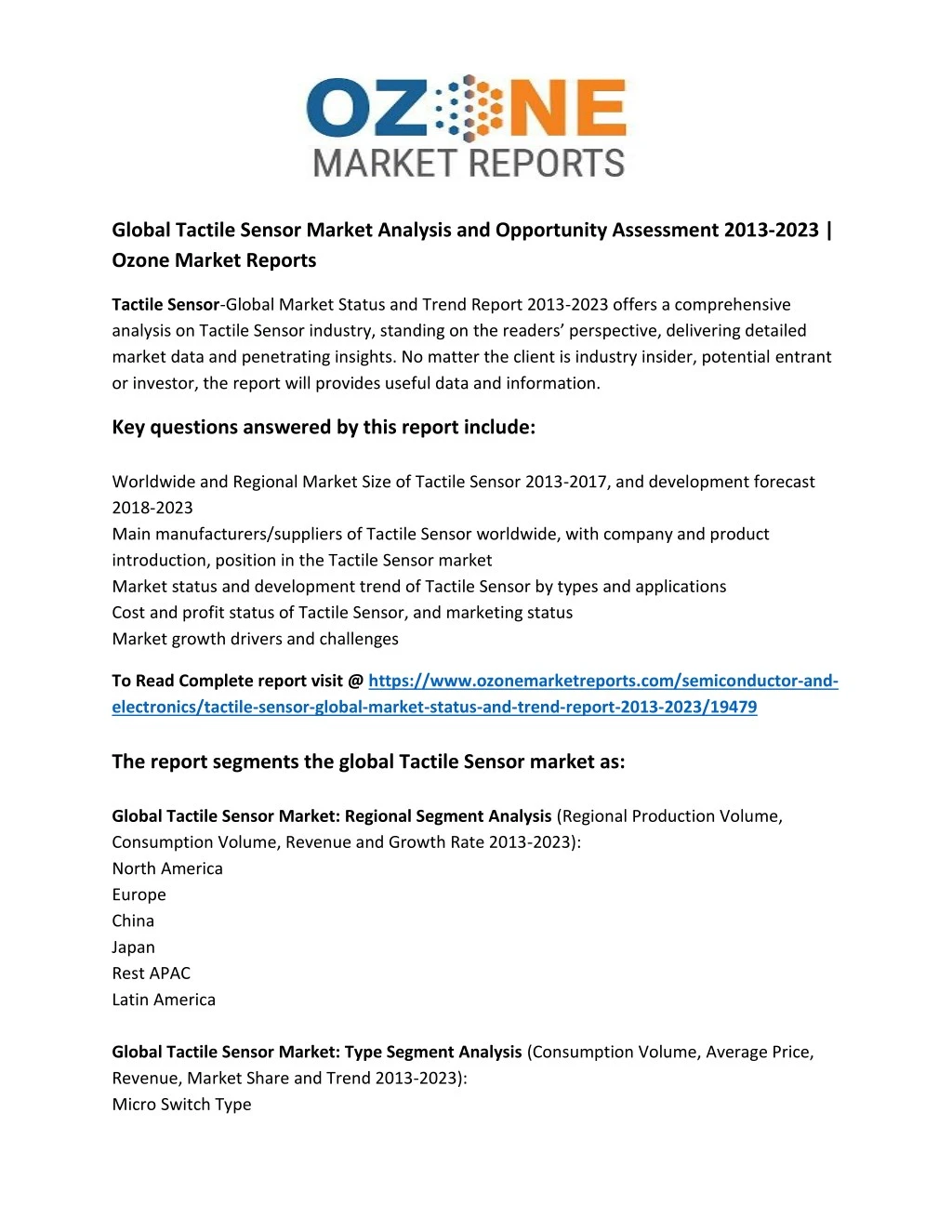 global tactile sensor market analysis