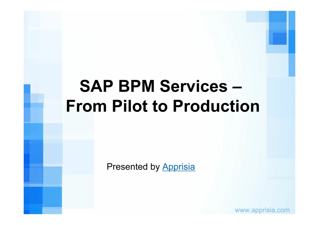 sap bpm services from pilot to production