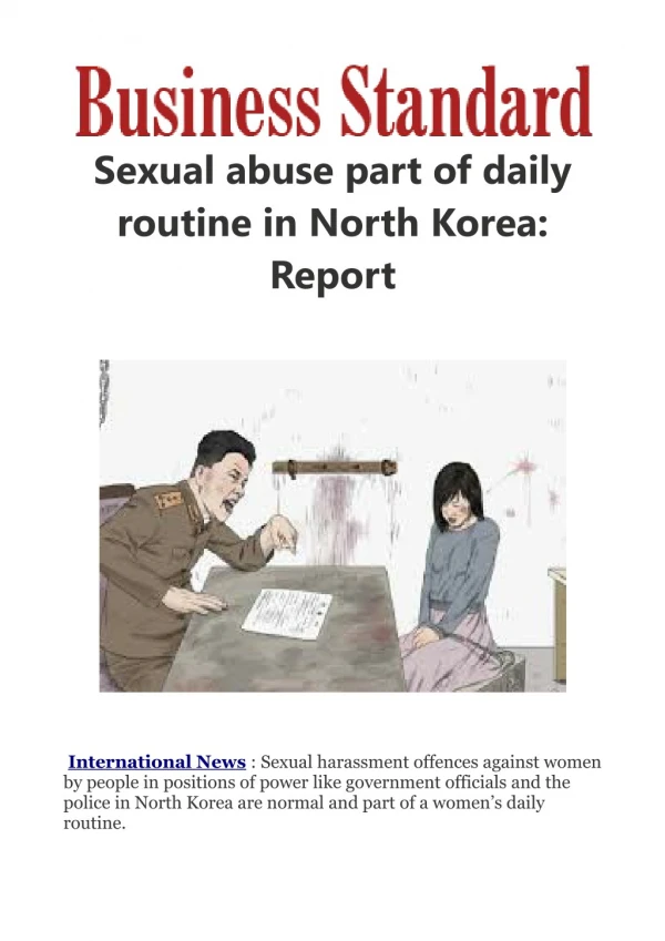 Sexual abuse part of daily routine in North Korea: Report