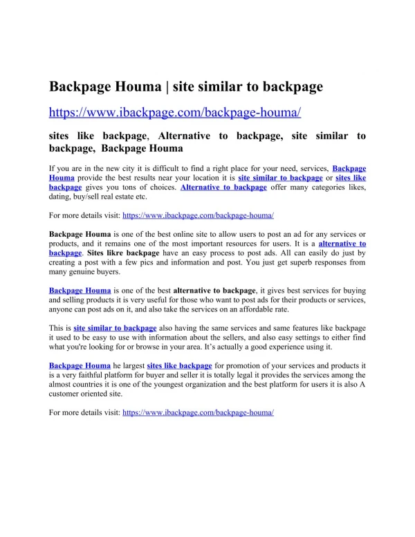 Backpage Houma | site similar to backpage