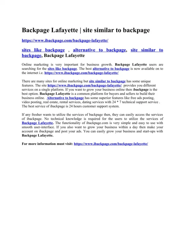 Backpage Lafayette | site similar to backpage