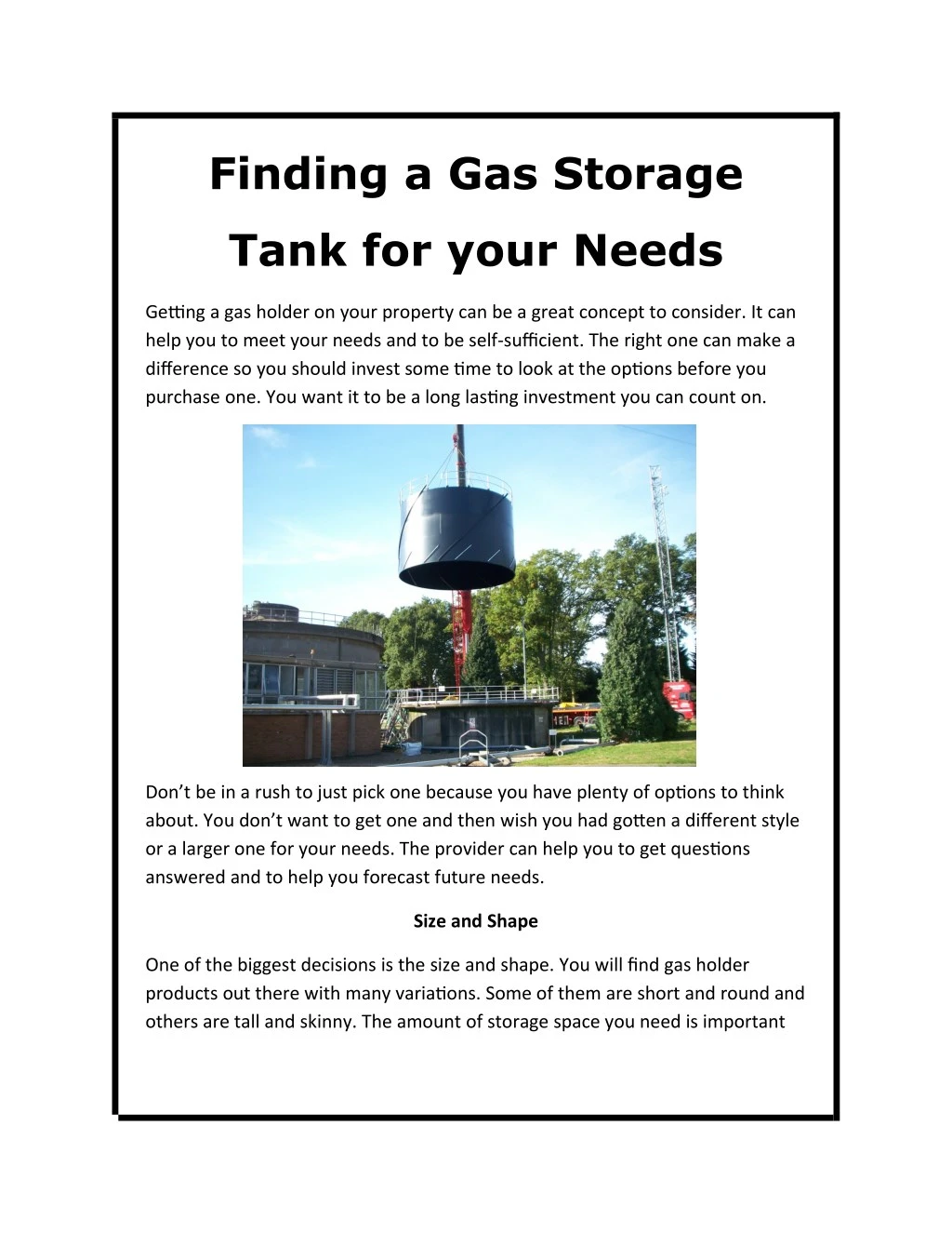 finding a gas storage