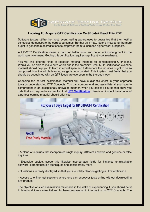 Looking To Acquire QTP Certification Certificate? Read This PDF