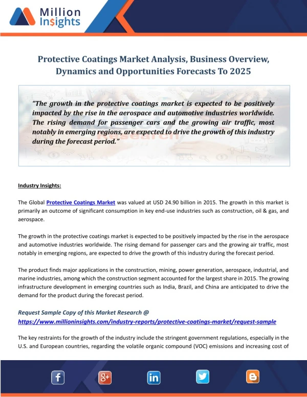 Protective Coatings Market Analysis, Business Overview, Dynamics and Opportunities Forecasts To 2025