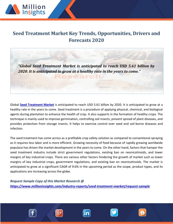 Seed Treatment Market Key Trends, Opportunities, Drivers and Forecasts 2020