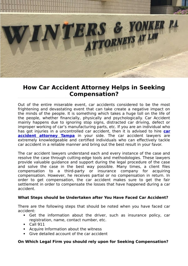 How Car Accident Attorney Helps in Seeking Compensation?