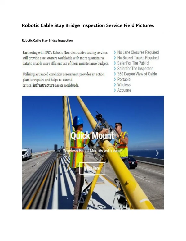 Robotic Cable Stay Bridge Inspection Service Field Pictures