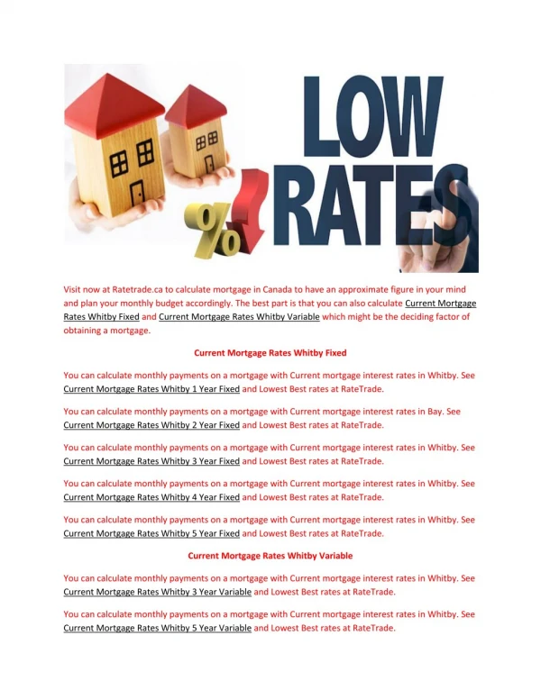 Current Mortgage Rates Whitby