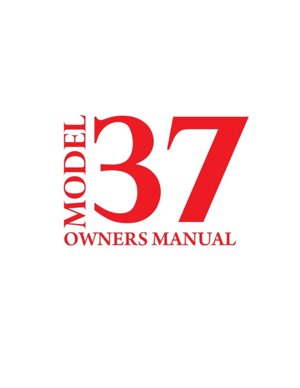Owners Manual Model 37