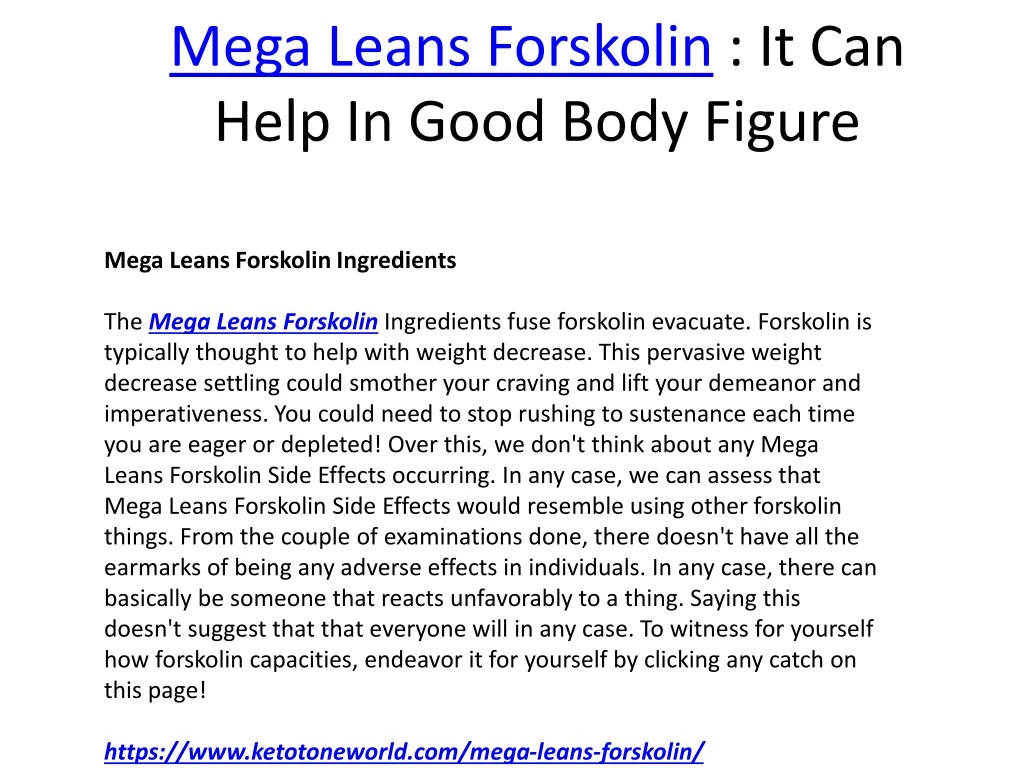 mega leans forskolin it can help in good body