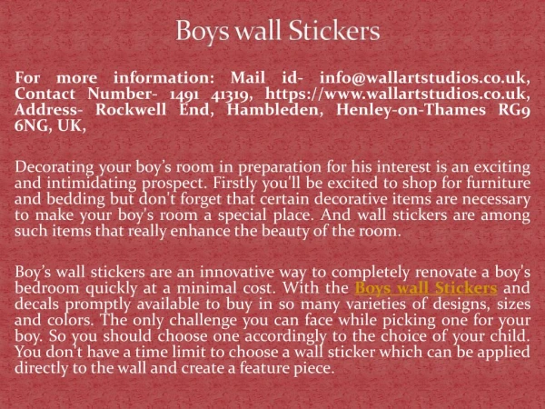 Boys wall Stickers