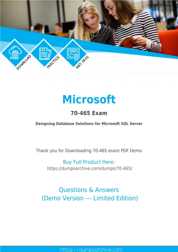 [Updated] Microsoft 70-465 Dumps - Microsoft Certified Professional 70-465 Dumps PDF