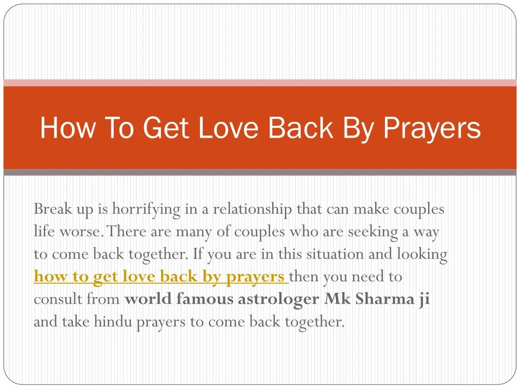 how to get love back by prayers