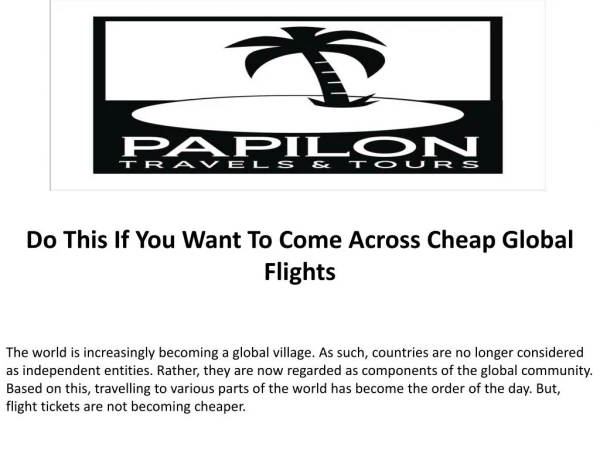 Do This If You Want To Come Across Cheap Global Flights