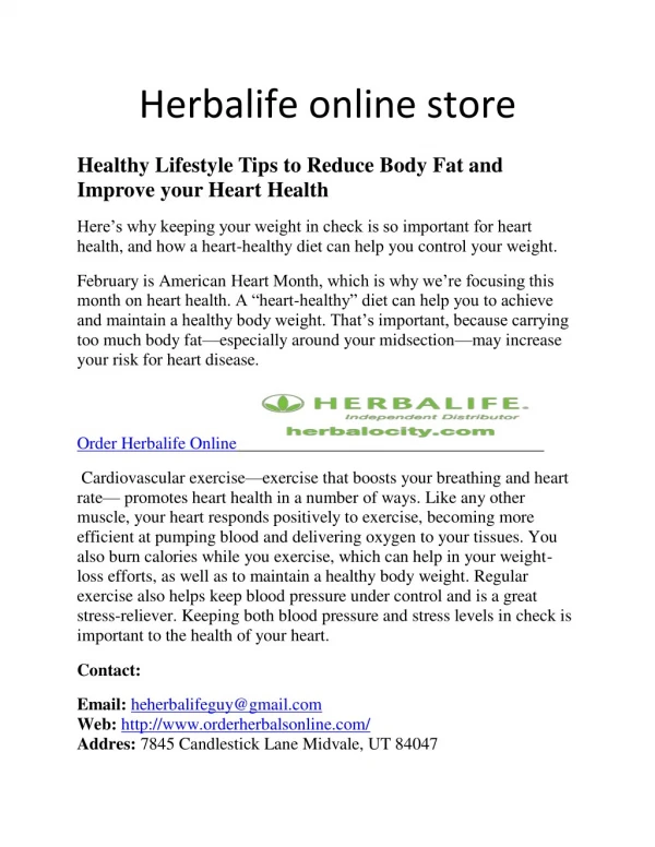 Order Herbalife Online