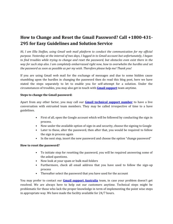 How to Change and Reset the Gmail Password Call 1800-431-295 for Easy Guidelines and Solution Service
