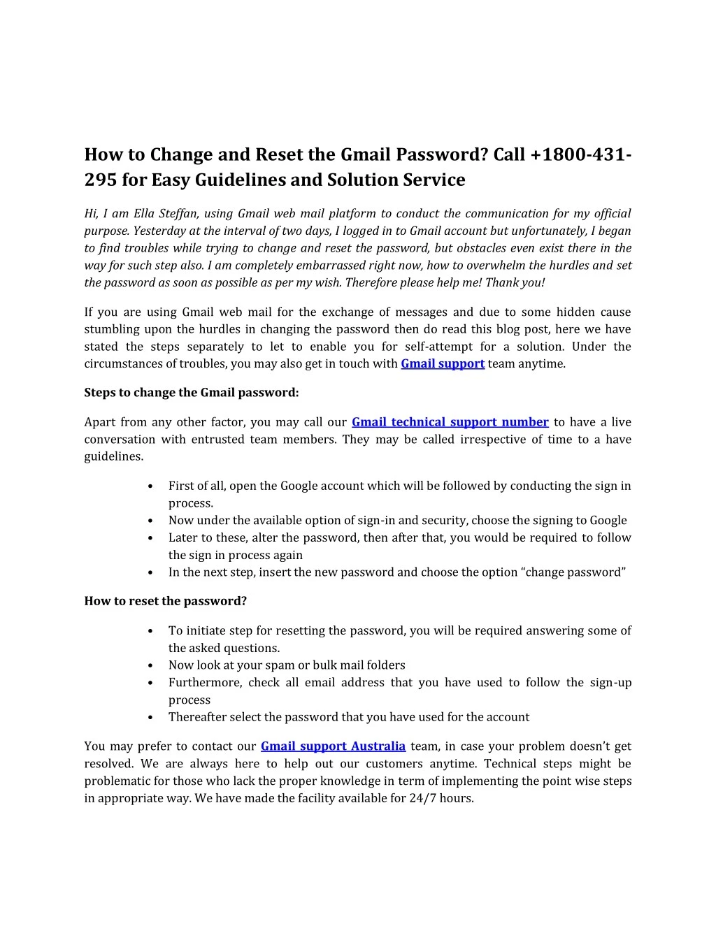 how to change and reset the gmail password call