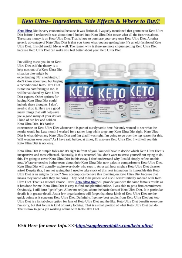 Keto Ultra: Warnings, Benefits & Side Effects!