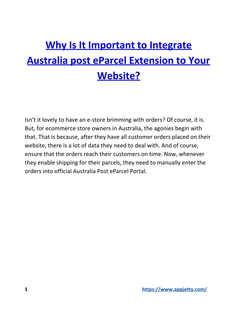 why is it important to integrate australia post