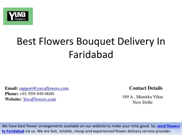Best Flowers Bouquet Delivery In Faridabad