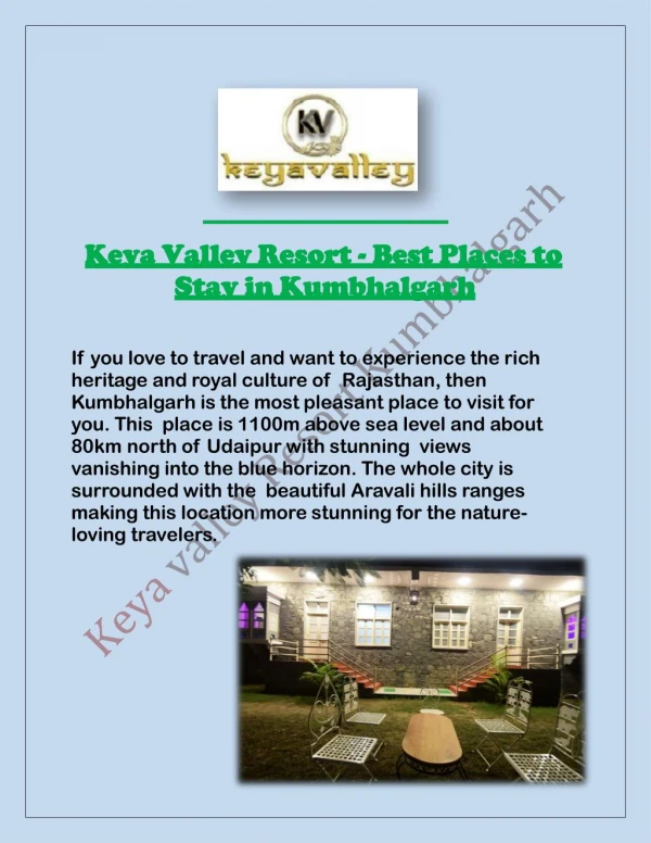 Keya Valley Resort - Best Places to Stay in Kumbhalgarh