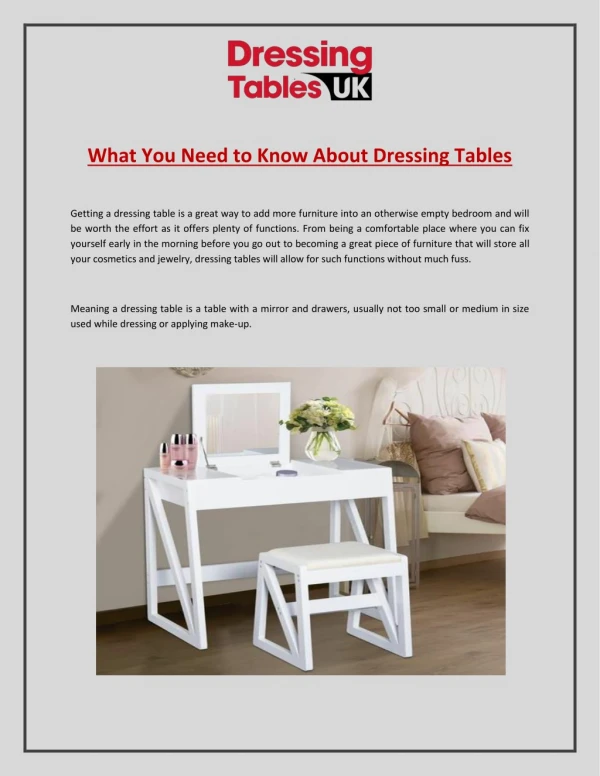 What You Need to Know About Dressing Tables