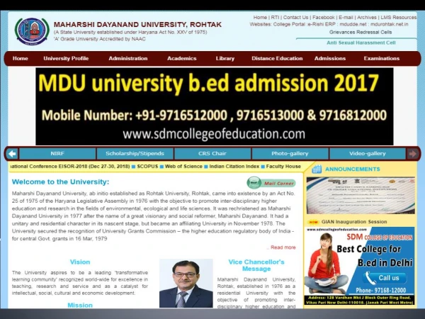 B.Ed from MDU | Admission Procedure | Online Registration | Admission | 2018 B.ed haryana